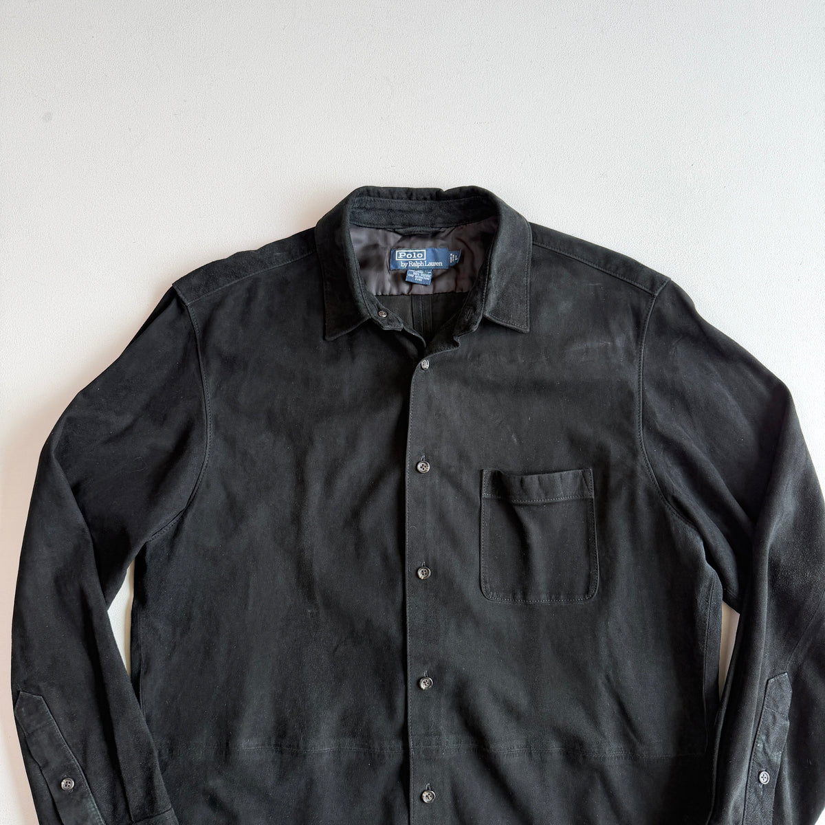 Polo Ralph Lauren (L) Black Suede Leather Button Front Shirt