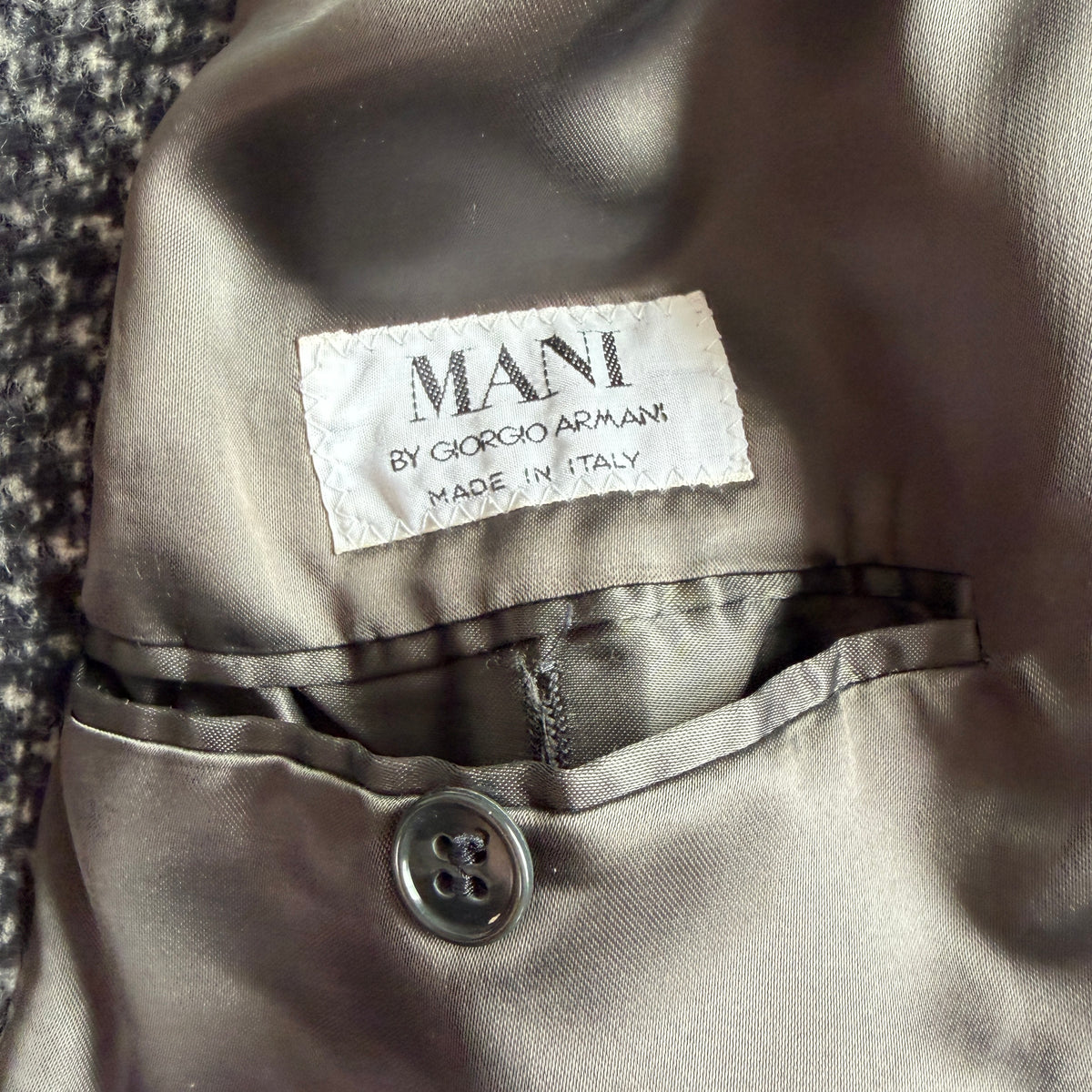 VNTG Giorgio Armani MANI (42R) 100% Wool Tweed Belted Balmacaan Overcoat