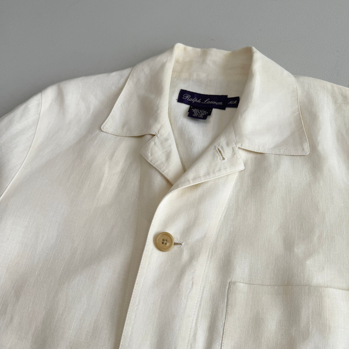 Ralph Lauren Purple Label (M) 100% Linen Ivory Cream Chore Coat Jacket