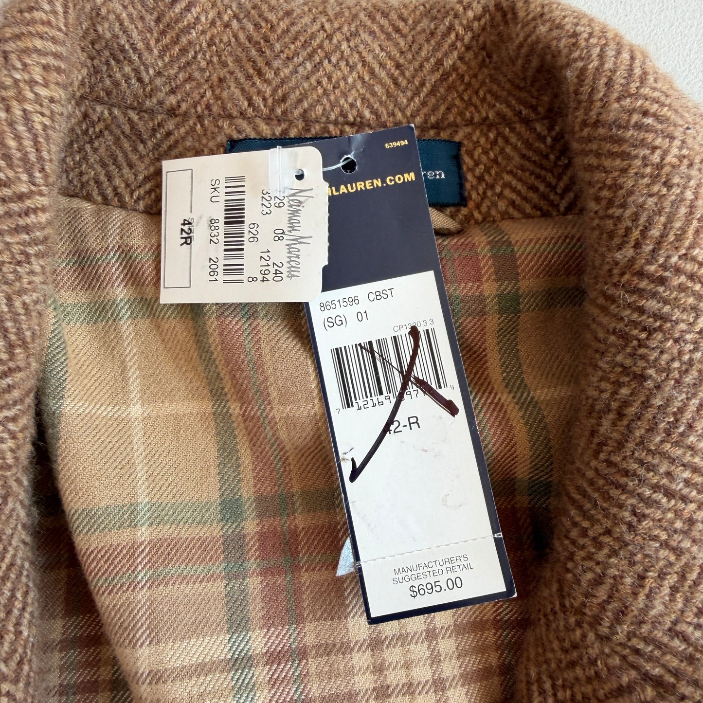NWT Polo Ralph Lauren (42R) Half-Norfolk Tweed Wool Suede Trim Sport Coat