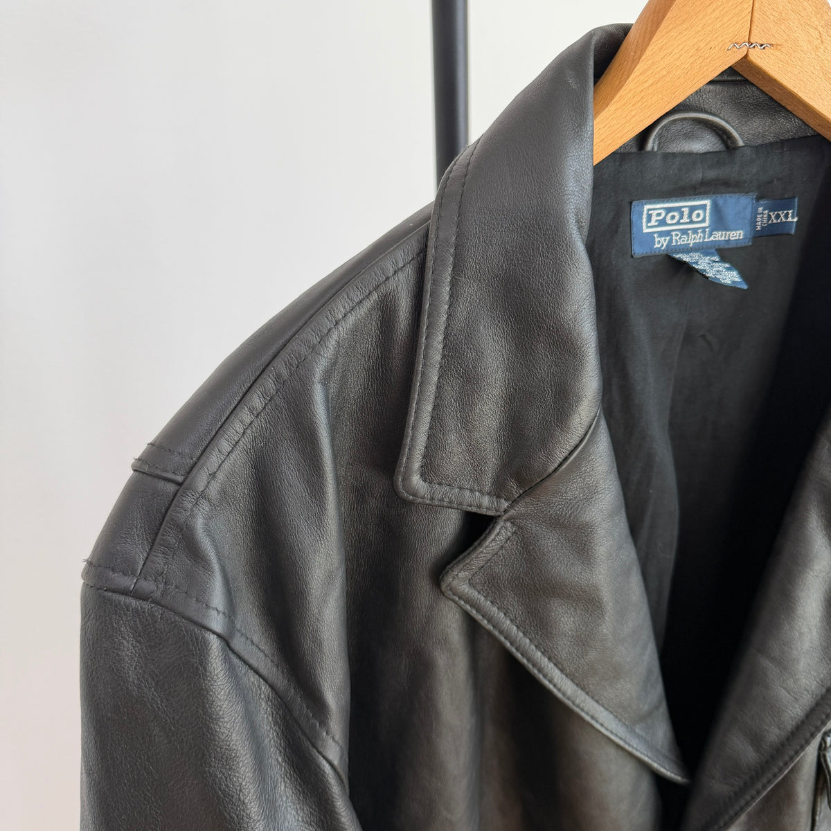 Polo Ralph Lauren (2XL) Black Leather Half-Norfolk Sport Field Coat