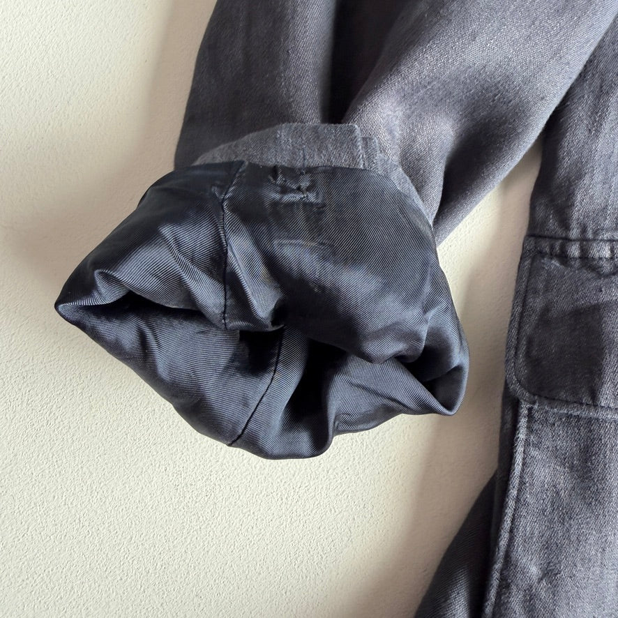Polo Ralph Lauren (46 /46L) Half-Norfolk 100% Linen Slate Blue Sport Coat