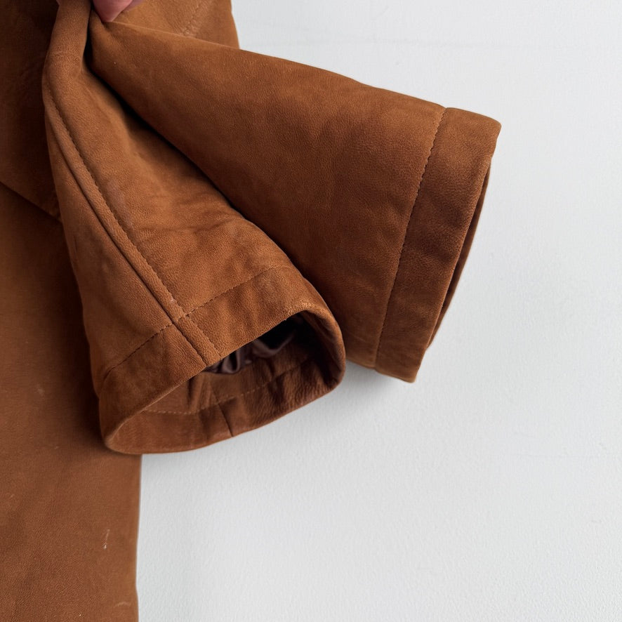 Burberry (XL) Suede Leather Tawny Nova Check Lined Field Coat