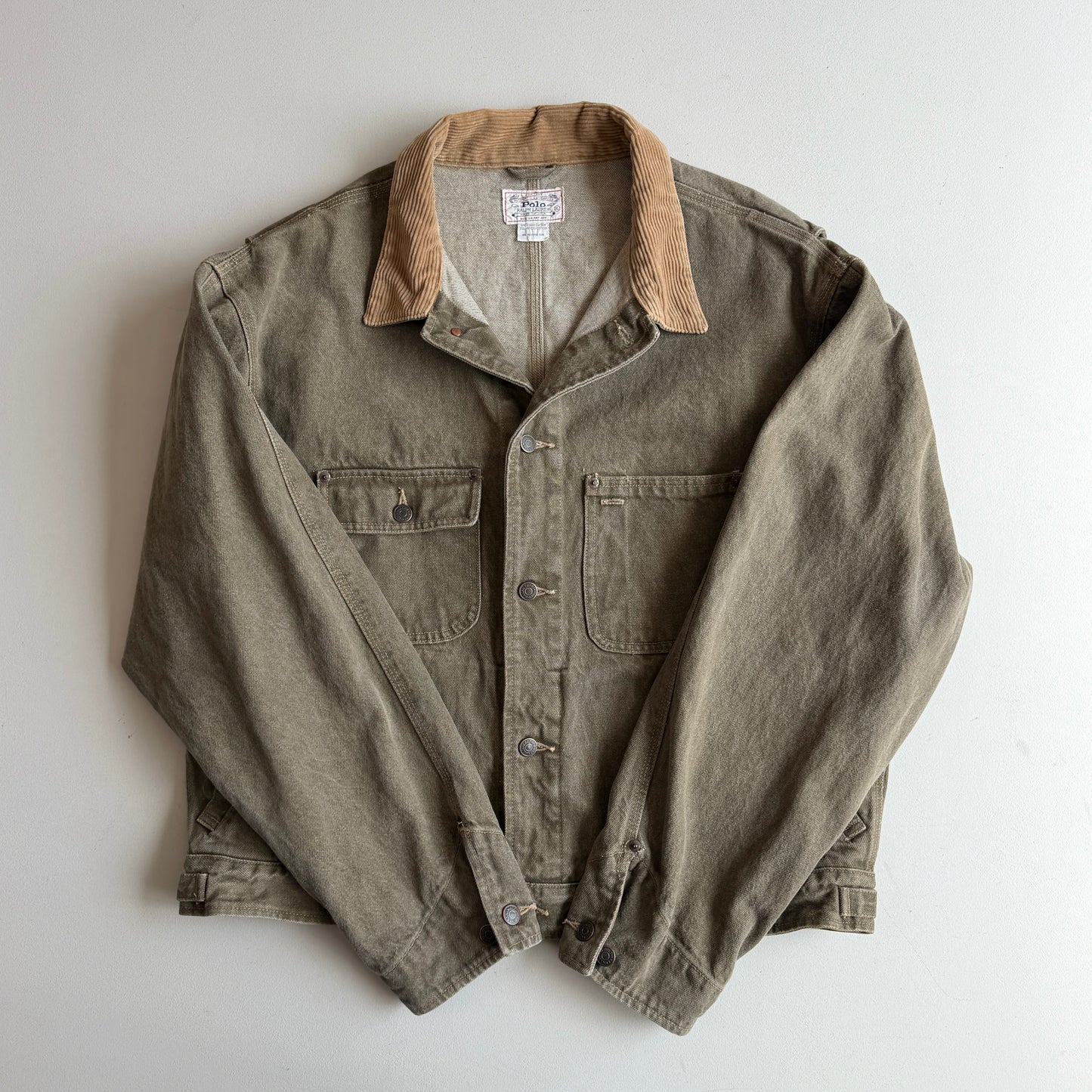 VNTG Polo Ralph Lauren (XL) Sage Green Denim Western Trucker Jacket