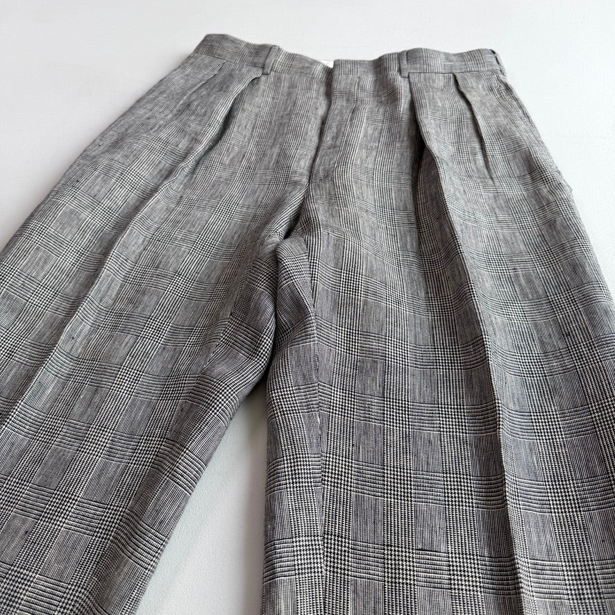 Polo Ralph Lauren (32x32) Gray Flax/Linen Glen Plaid Pleated Pants Trousers