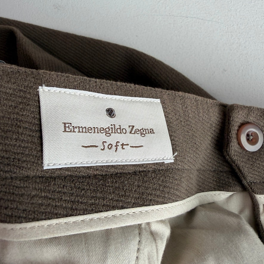 NWOT Ermenegildo Zegna (36W, 54IT) Cotton/Angora Side-Tab Unhemmed Pants