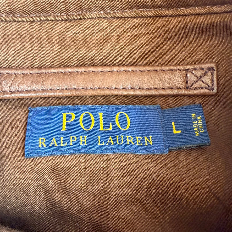 NWT Polo Ralph Lauren (L) A2 Bomber Farrington Leather Brown Jacket
