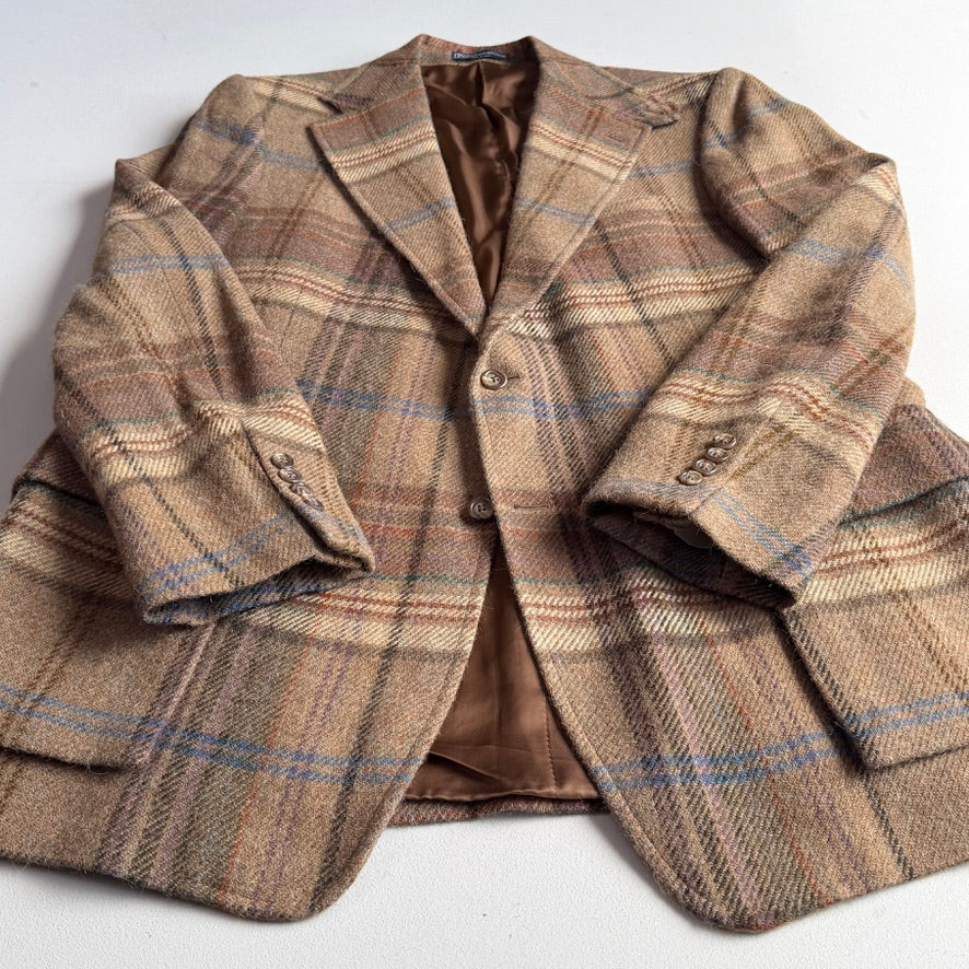 Polo Ralph Lauren (46L) Wool/Alpaca Tweed Blue/Purple Overcheck Sport Coat