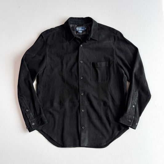 Polo Ralph Lauren (L) Black Suede Leather Button Front Shirt