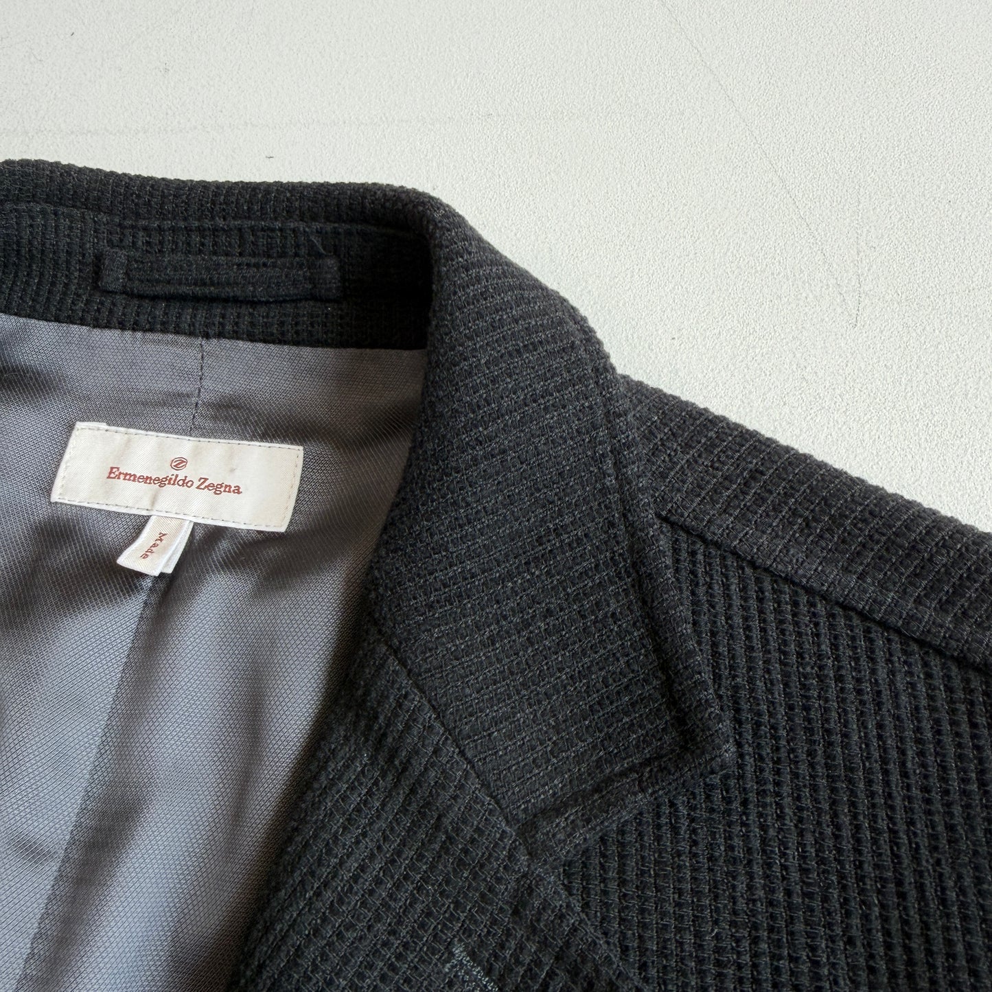 Ermenegildo Zegna (L / 52IT) Cotton/Wool Ribbed Off-Black Car Coat