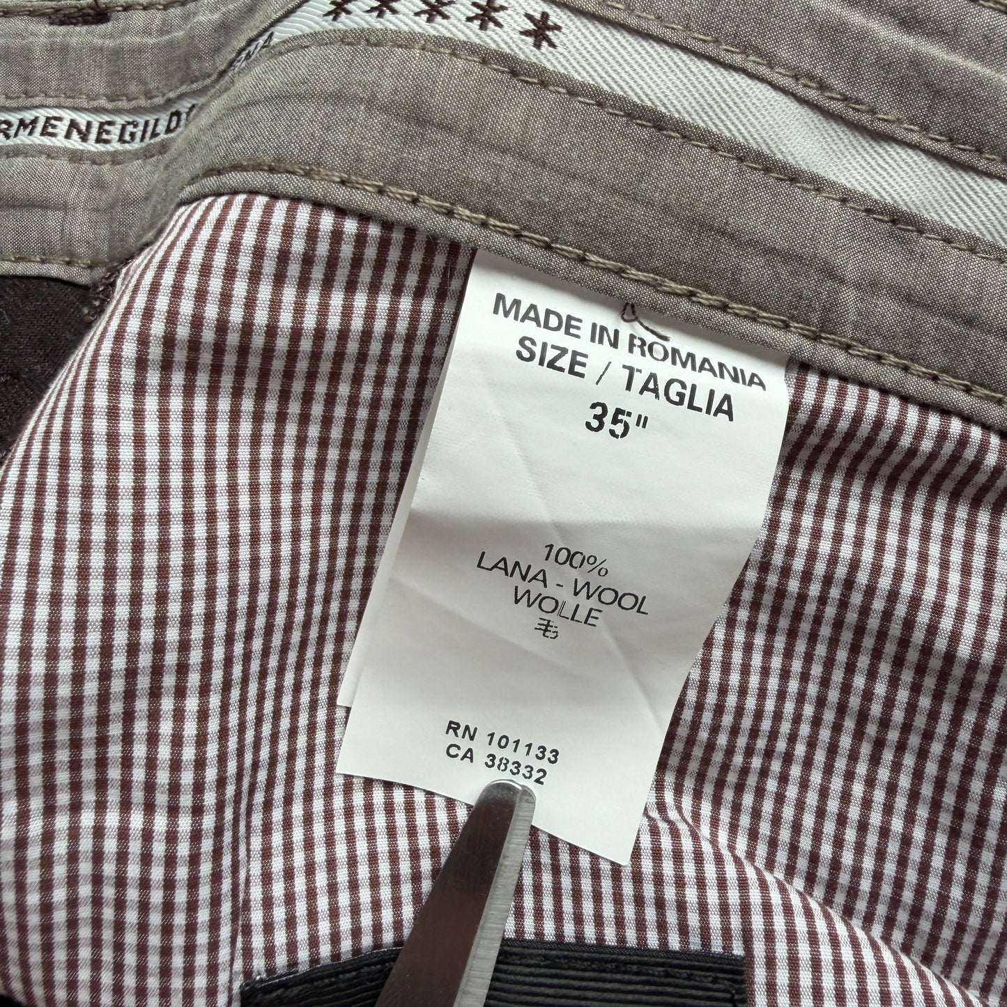Ermenegildo Zegna (35/34x33 Slim) 100% Oxblood Brown Casual Wool Pants