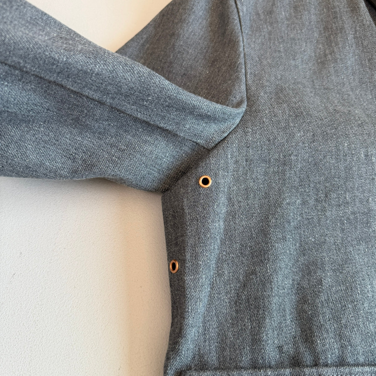 Billy Reid (M) Leather Collar Gray Denim Copper Hardware Field Jacket