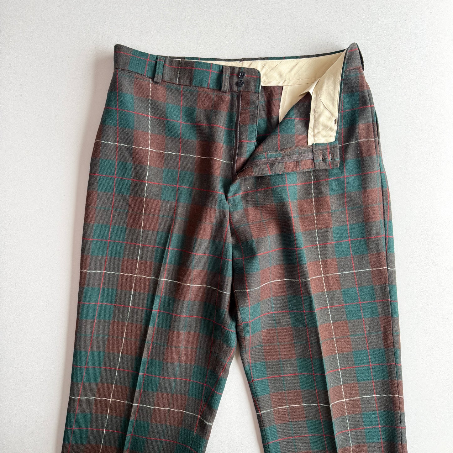 VNTG RRL Ralph Lauren (38x32) Wool Flannel Tartan Plain Trouser Pants