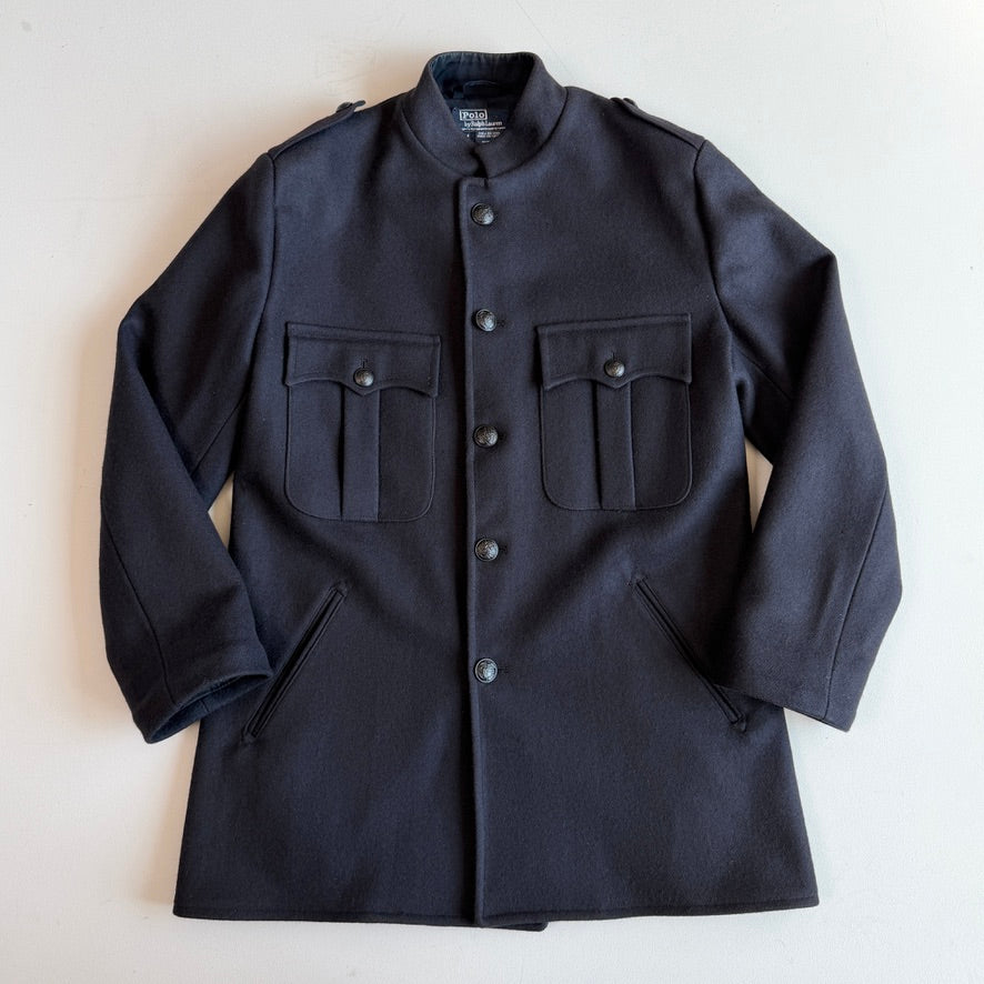 VNTG Polo Ralph Lauren (M) Naval 100% Melton Wool Epaulet Military Jacket