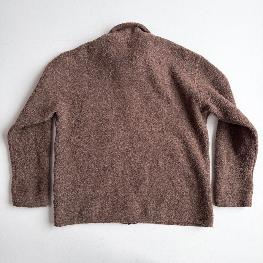 Zenga Sport (M) Wool-Blend Mottled Boucle Red Brown Jacket