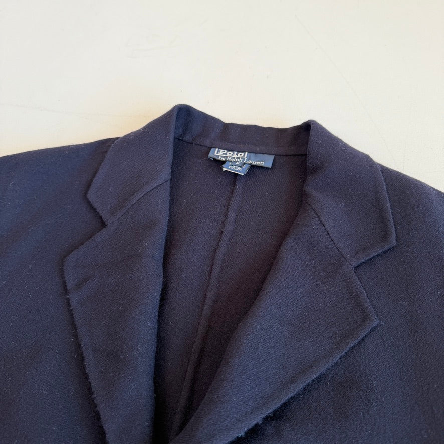 VNTG Polo Ralph Lauren (L) Wool Flannel Unstructured Navy Blue Sport Coat