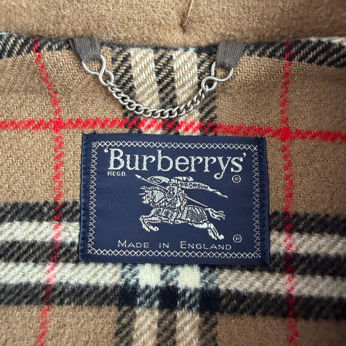 VNTG Burberry London (48) 100% Wool Brown Nova Check Duffle Coat