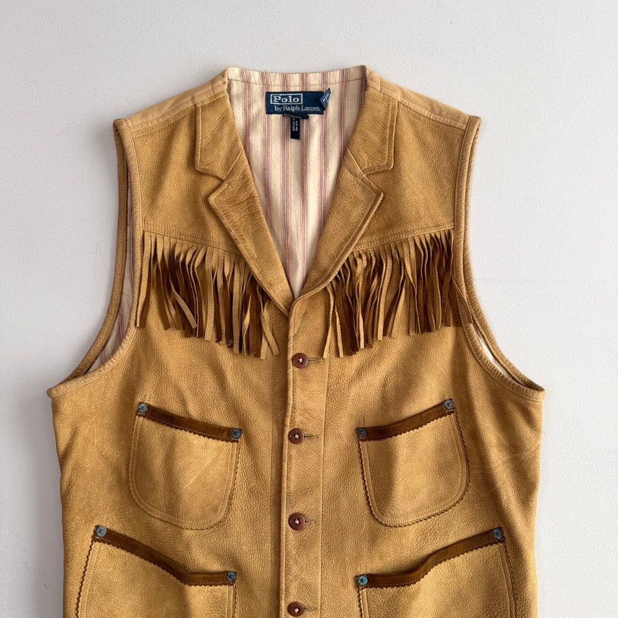 Polo Ralph Lauren (M) Deerskin Leather Fringe Western Vest