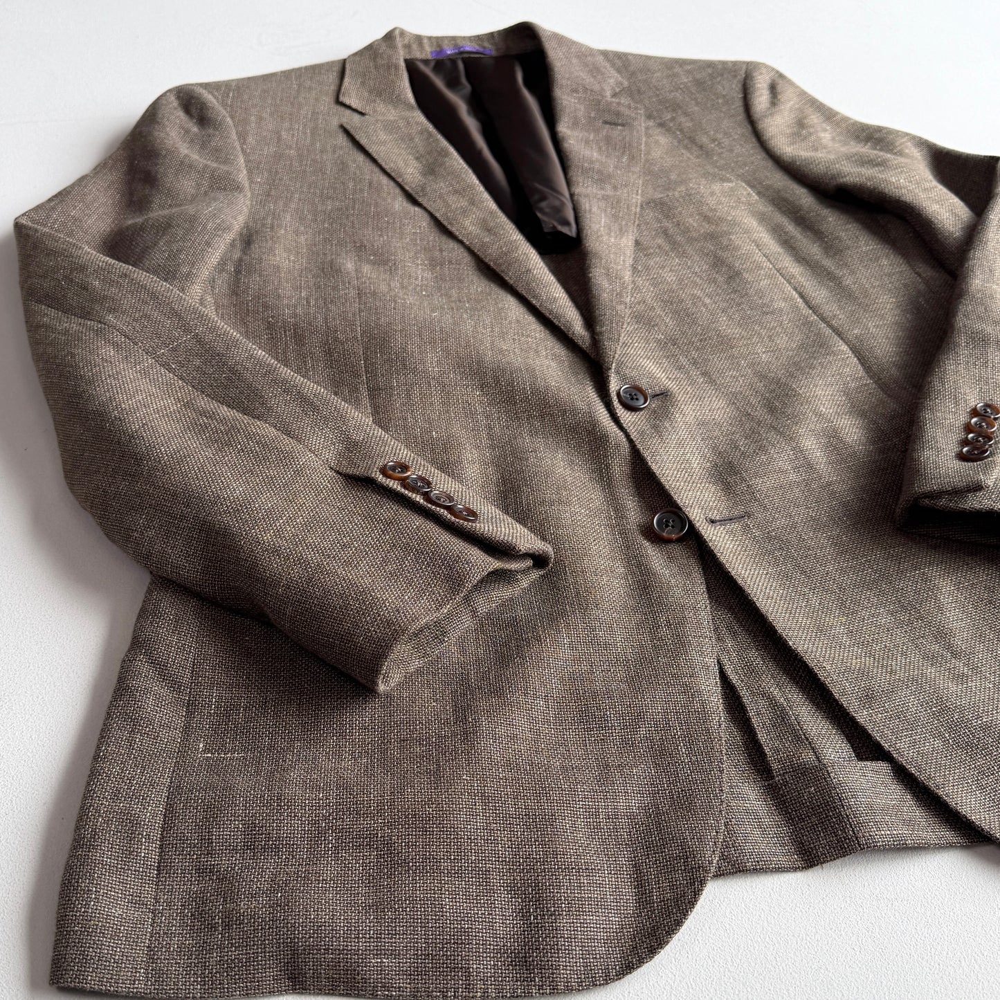 Ralph Lauren Purple Label (42R) Linen/Wool Hopsack Taupe Sport Coat