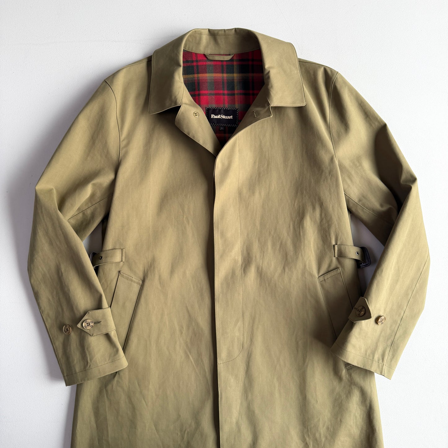 Paul Stuart (L / 42L) Cotton Side-Tab Olive/Khaki Rain Mac Coat