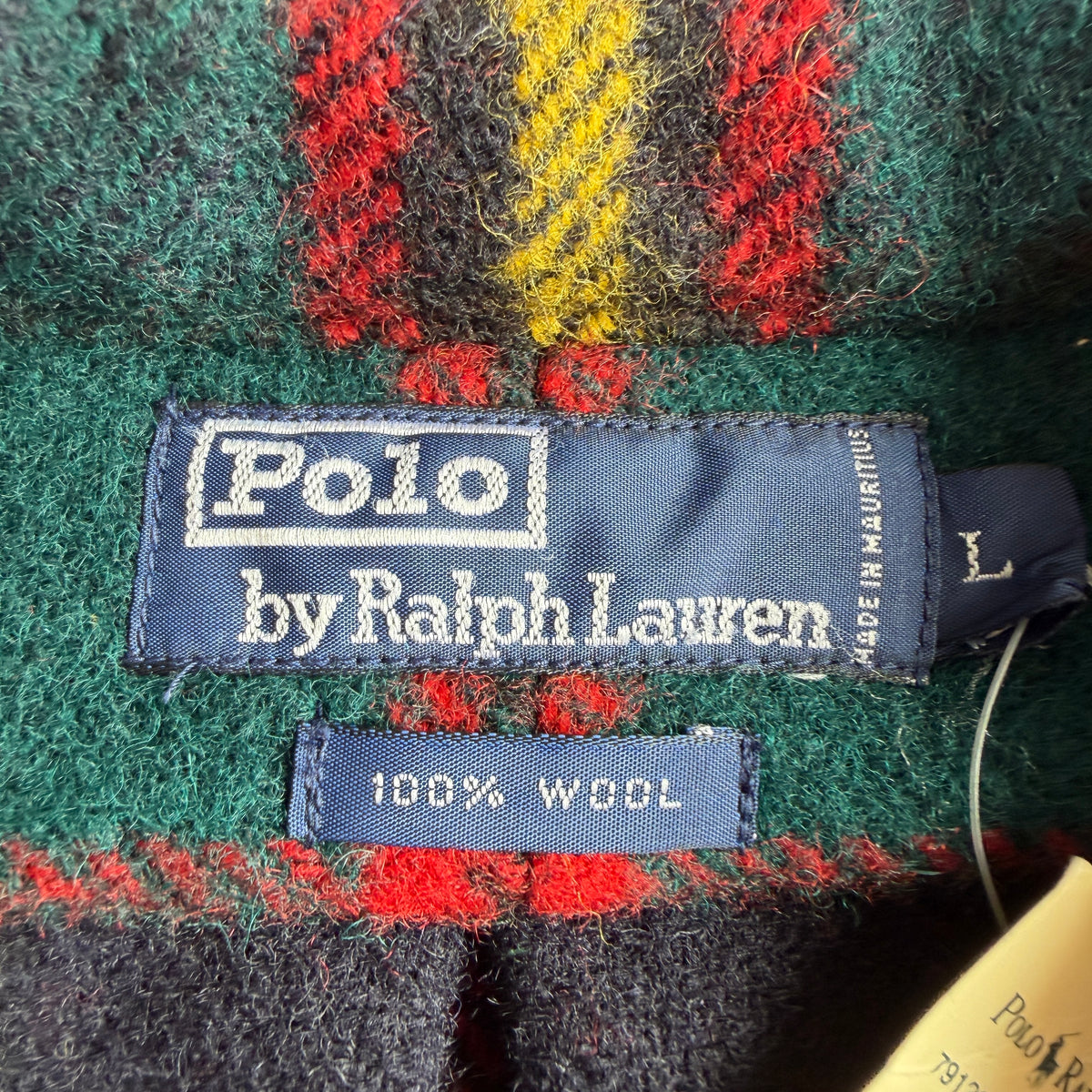 NWT VNTG Polo Ralph Lauren (L) 100% Wool Plaid Suede Elbow Overshirt