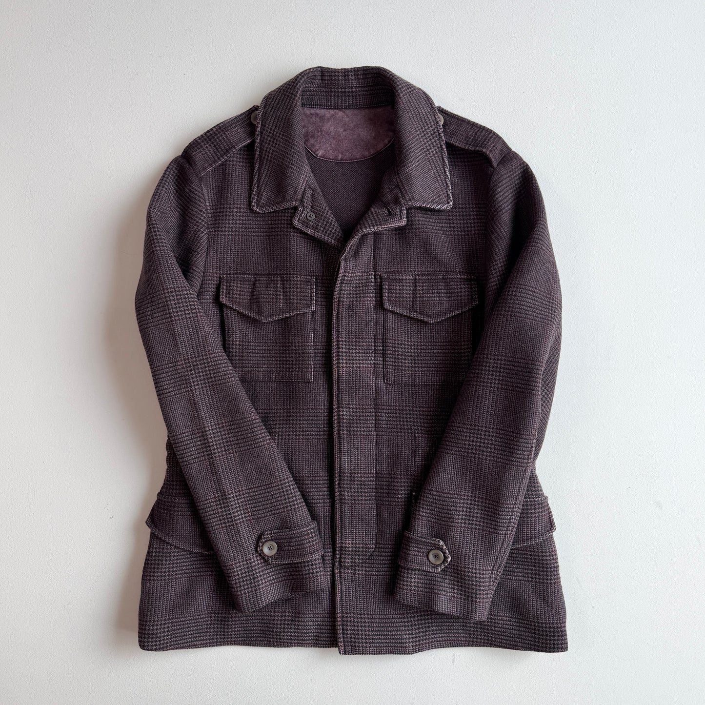 Boglioli (54IT / XL) 100% Cashmere Glen Plaid Maroon Field Jacket