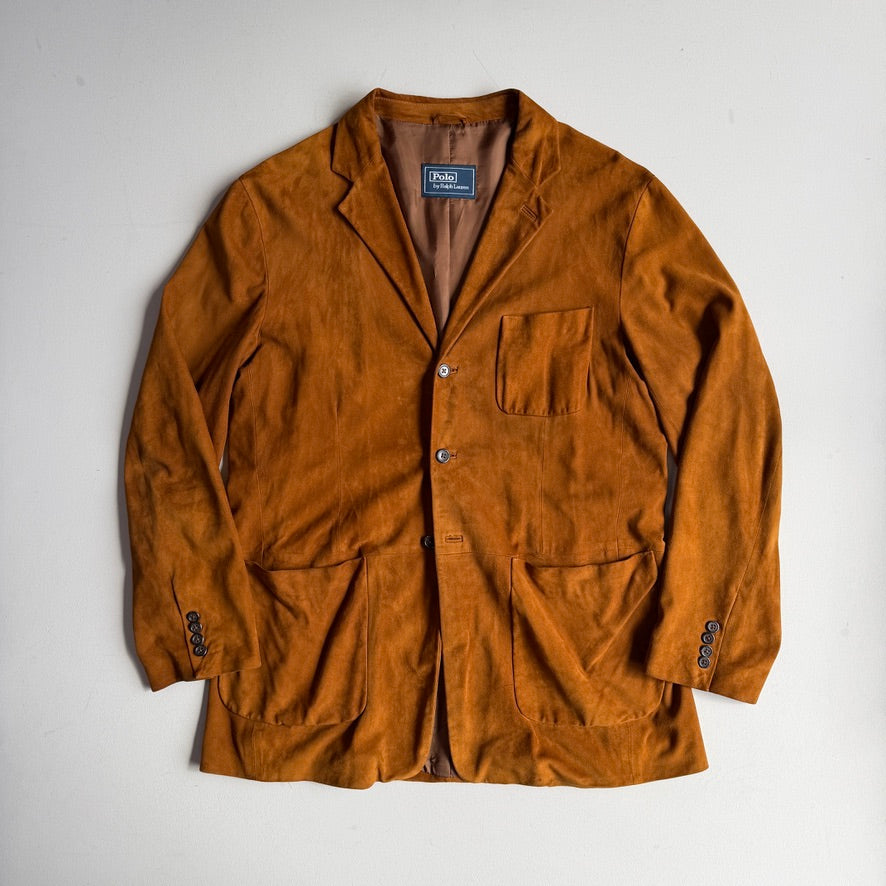 Polo Ralph Lauren (44, fits 44L) Tawny Brown Suede Leather Unstructured Sport Coat