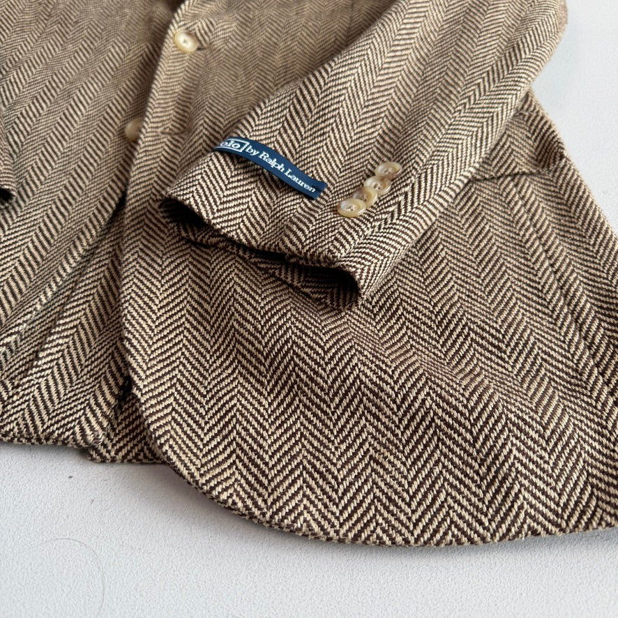 NWOT Polo Ralph Lauren (40R) 100% Silk 3-2 Roll Tweed Herringbone Sport Coat
