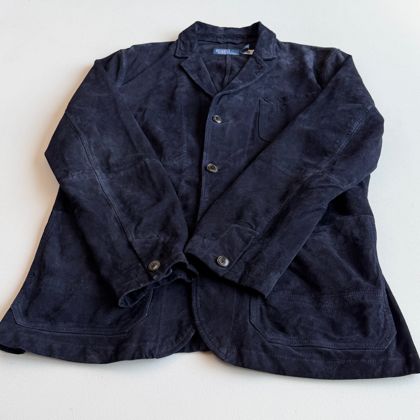 Polo Ralph Lauren (L) Navy Blue Goat Suede Leather Field Chore Sports Coat