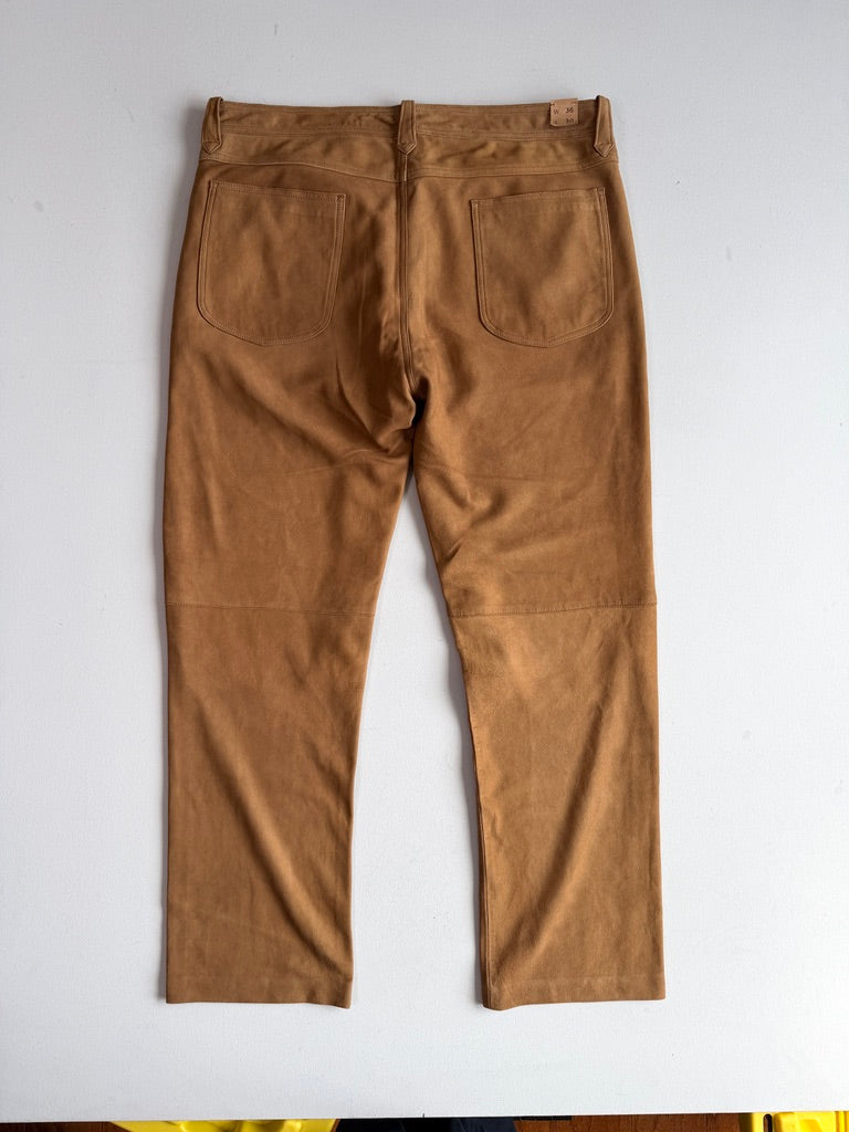 NWT RRL Ralph Lauren (36x30) Sheep Suede Leather Western Tawny Brown Pants