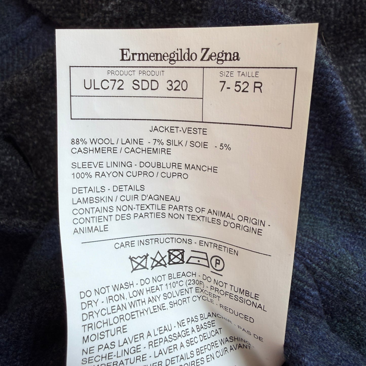 Ermenegildo Zegna (52IT) Wool/Silk/Cashmere Minimal-Structured Tweed Sport Coat