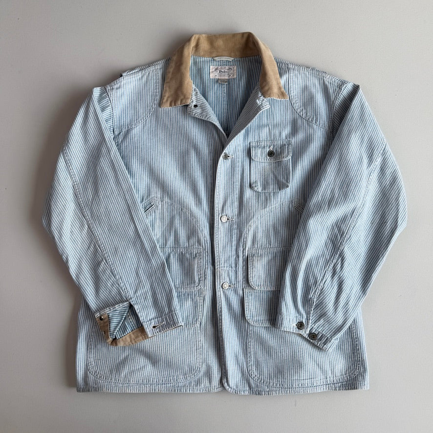 VNTG Polo Ralph Lauren (L) Hickory Stripe Field/Work Cotton Coat