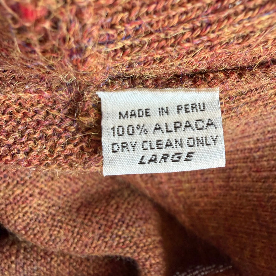 NWT Paul Stuart (L) 100% Alpaca Burnt Orange Rust V-Neck Sweater