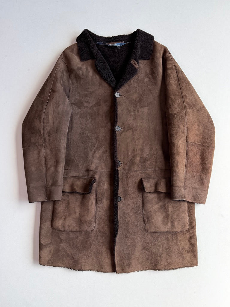 Polo Ralph Lauren (L) Shearling Sheep Leather Chocolate Brown Coat