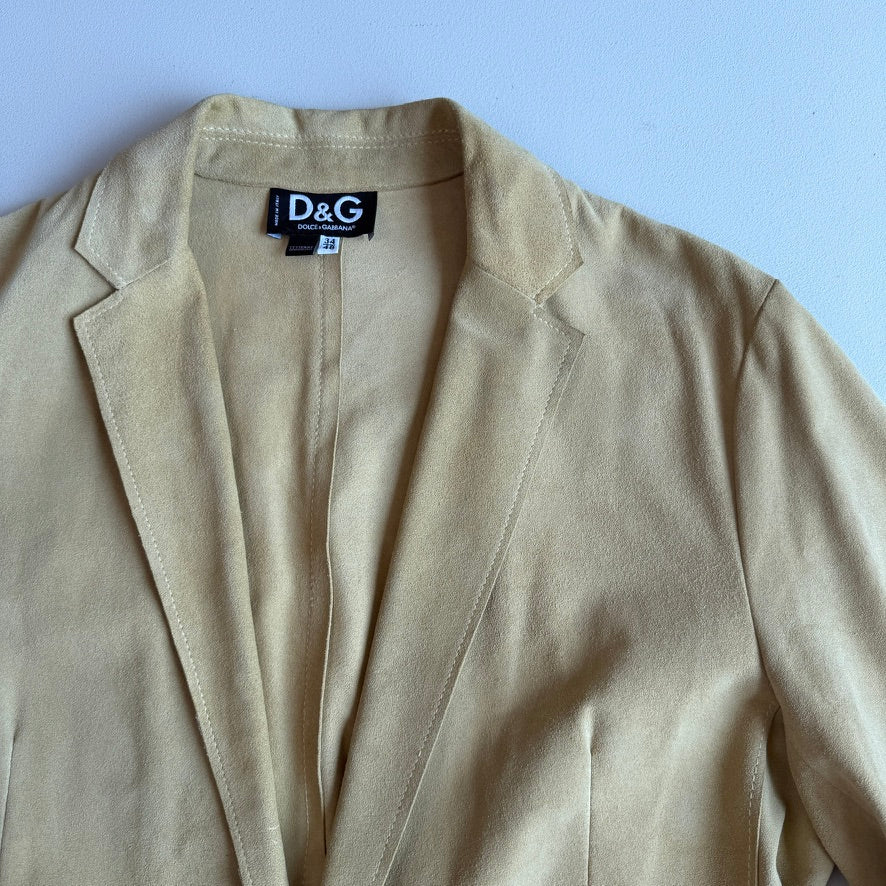 Dolce & Gabbana (48IT) Suede Leather Single Button Golden Yellow Sport Coat