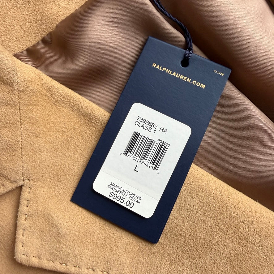 NWT Polo Ralph Lauren (L) Hacking Equestrian Suede Leather Tan Sports Jacket Coa