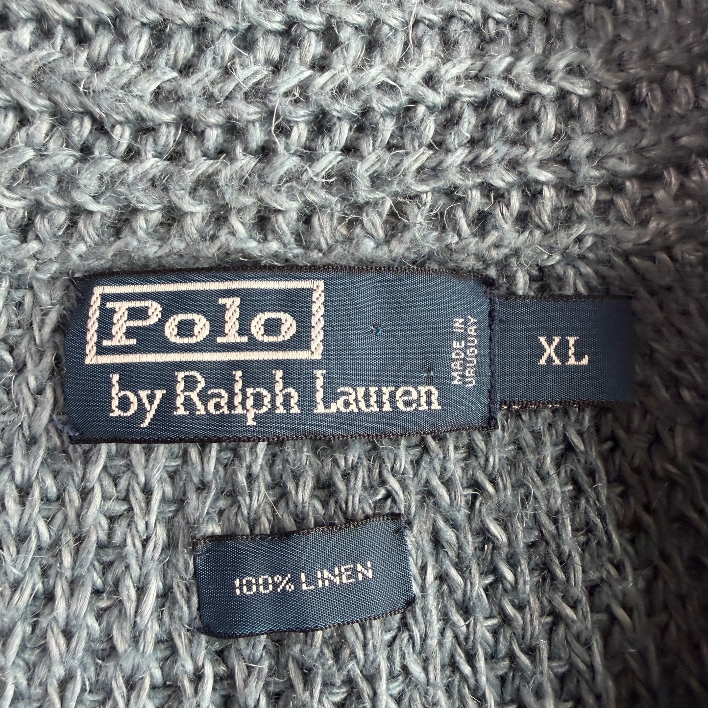 VNTG Polo Ralph Lauren (XL) Slate Blue 100% Linen Cardigan Sweater