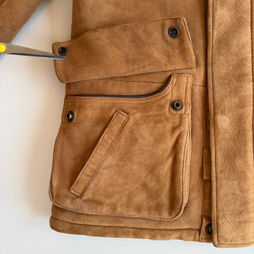 NWT Polo Ralph Lauren (S) Shearling Lamb Suede Leather Car Coat