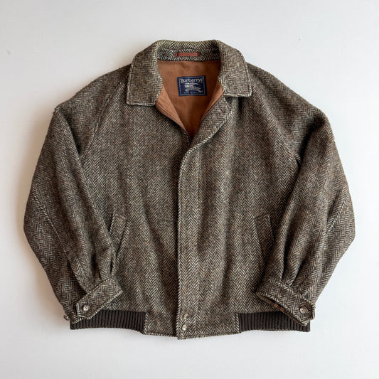 VNTG Burberry (46R) Tweed Wool Raglan Sleeve Brown Jacket