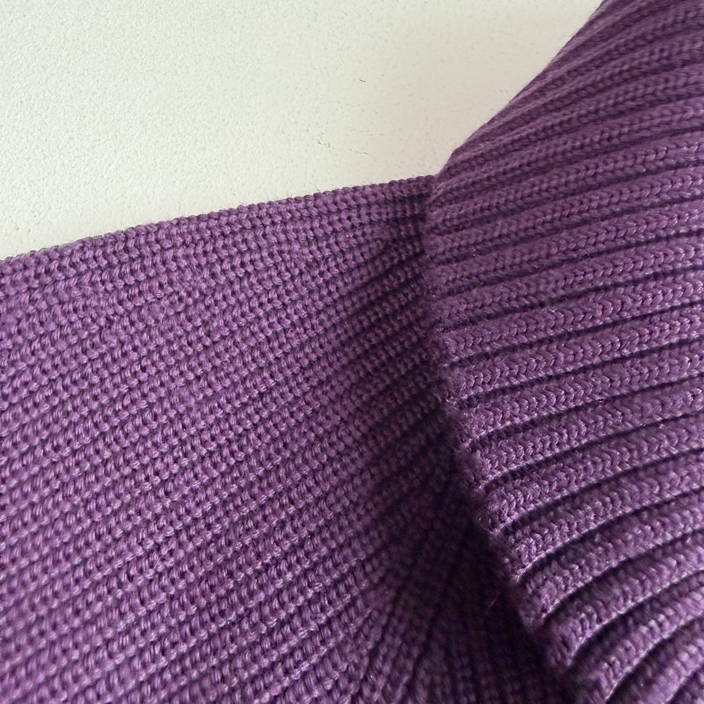 Paul Stuart (XL) Royal Purple Wool Heavy Rib-Knit Zip Sweater Cardigan