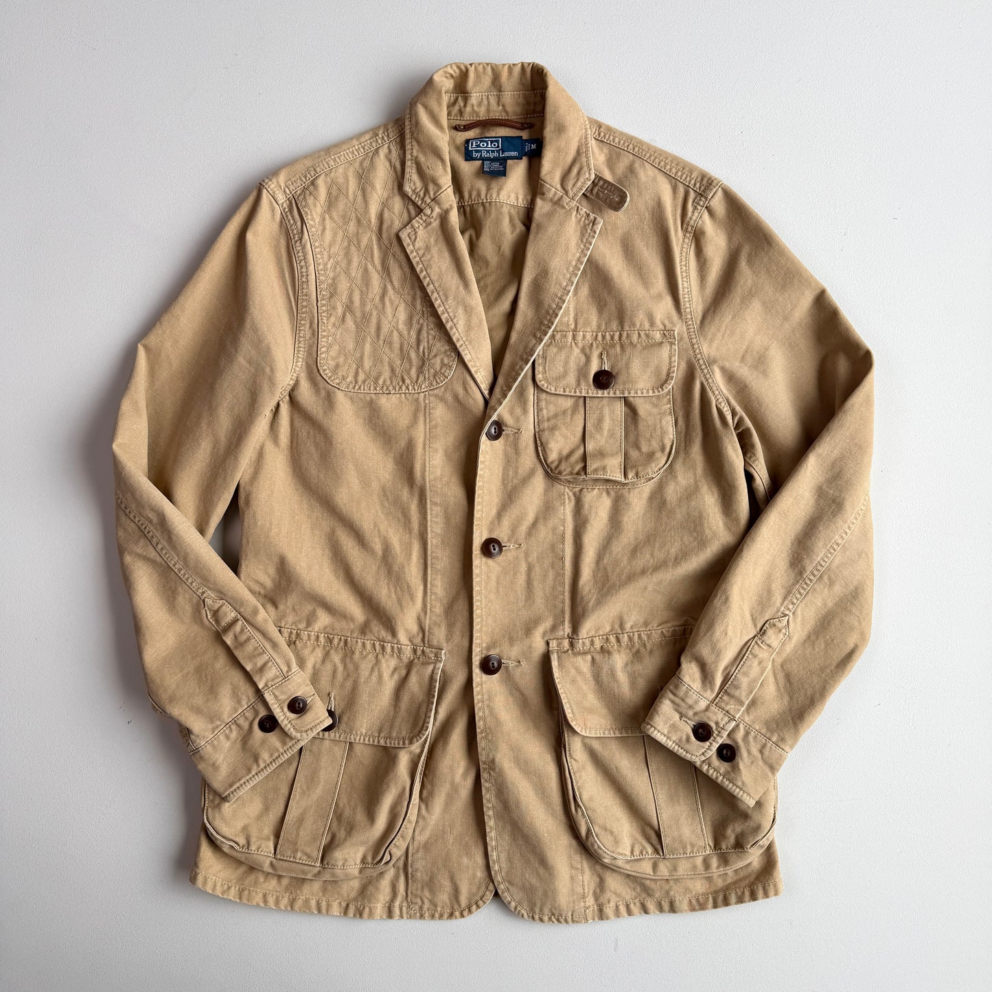 Polo Ralph Lauren (M) Half-Norfolk Leather-Trim Canvas Field Jacket