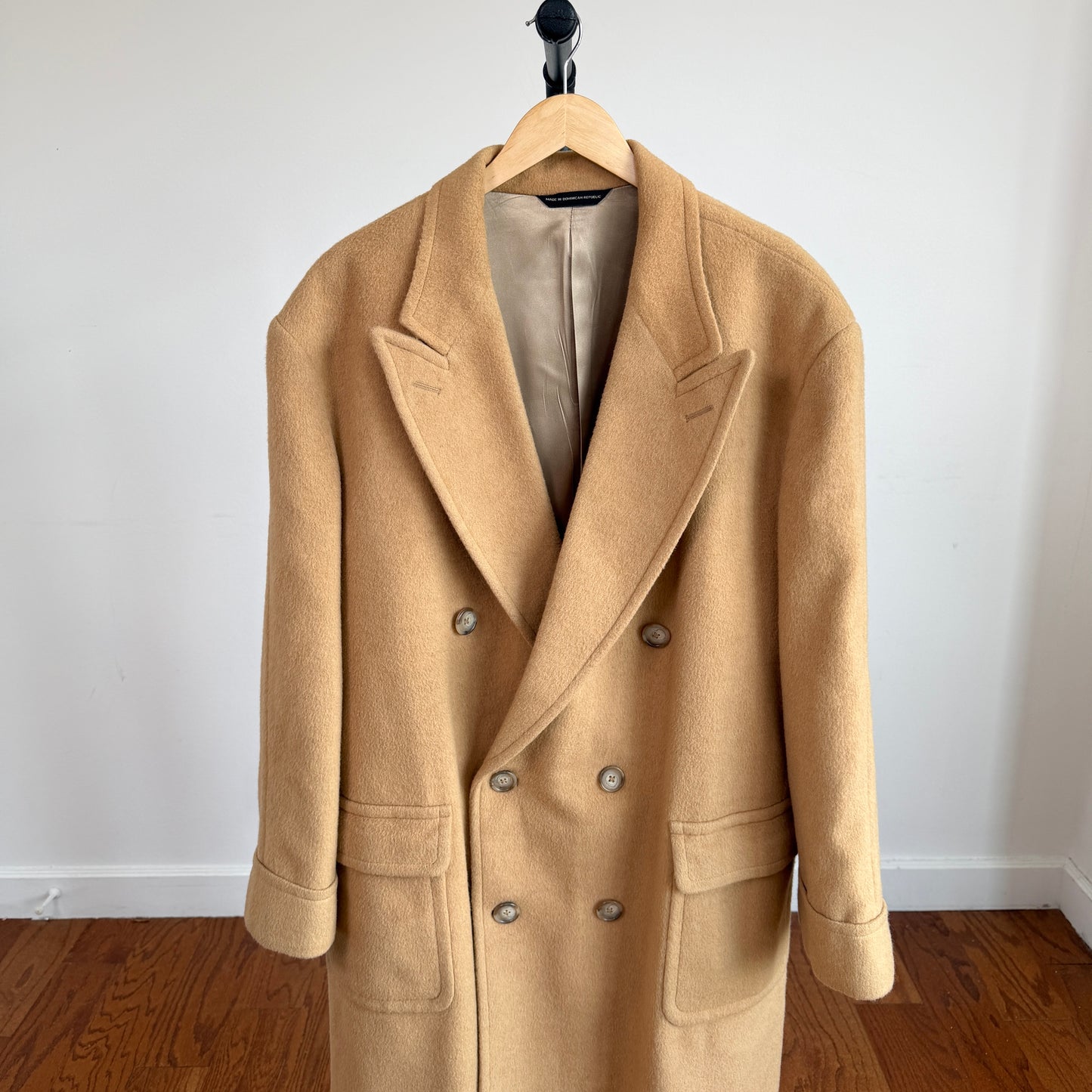 VNTG Ralph Lauren Chaps (46) Camel Wool Double Breasted Half-Belt Overcoat