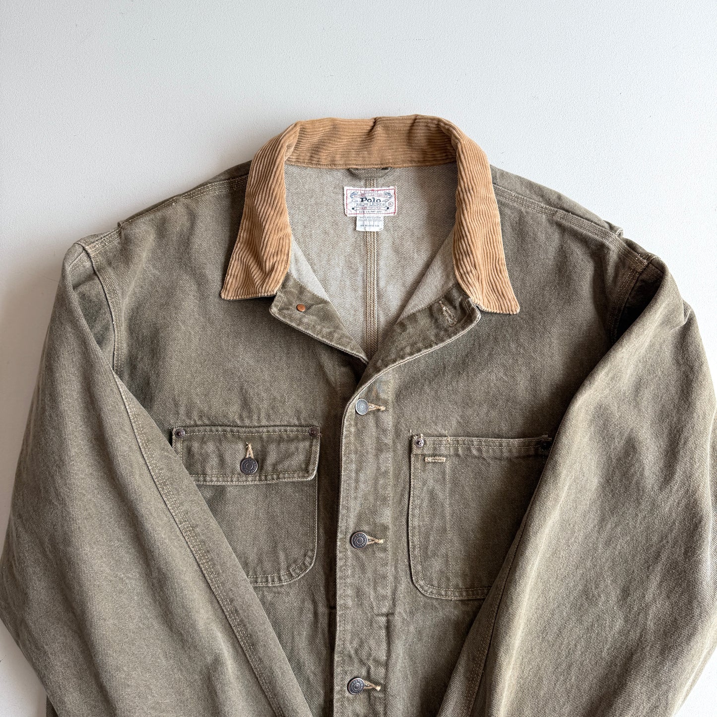 VNTG Polo Ralph Lauren (XL) Sage Green Denim Western Trucker Jacket