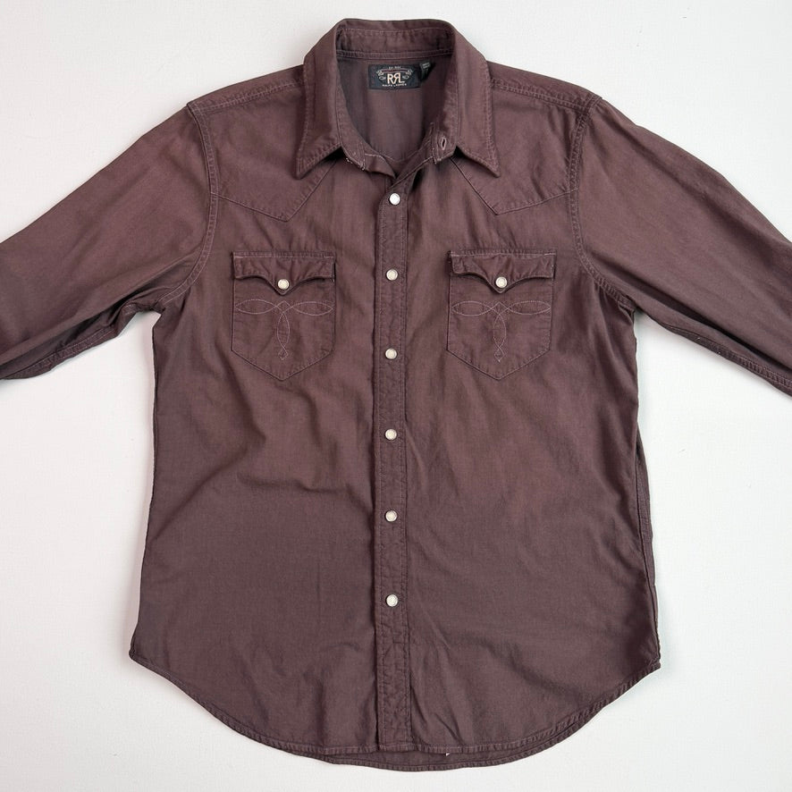 RRL Ralph Lauren (L) Plum Pearl Snap Dyed Western Shirt