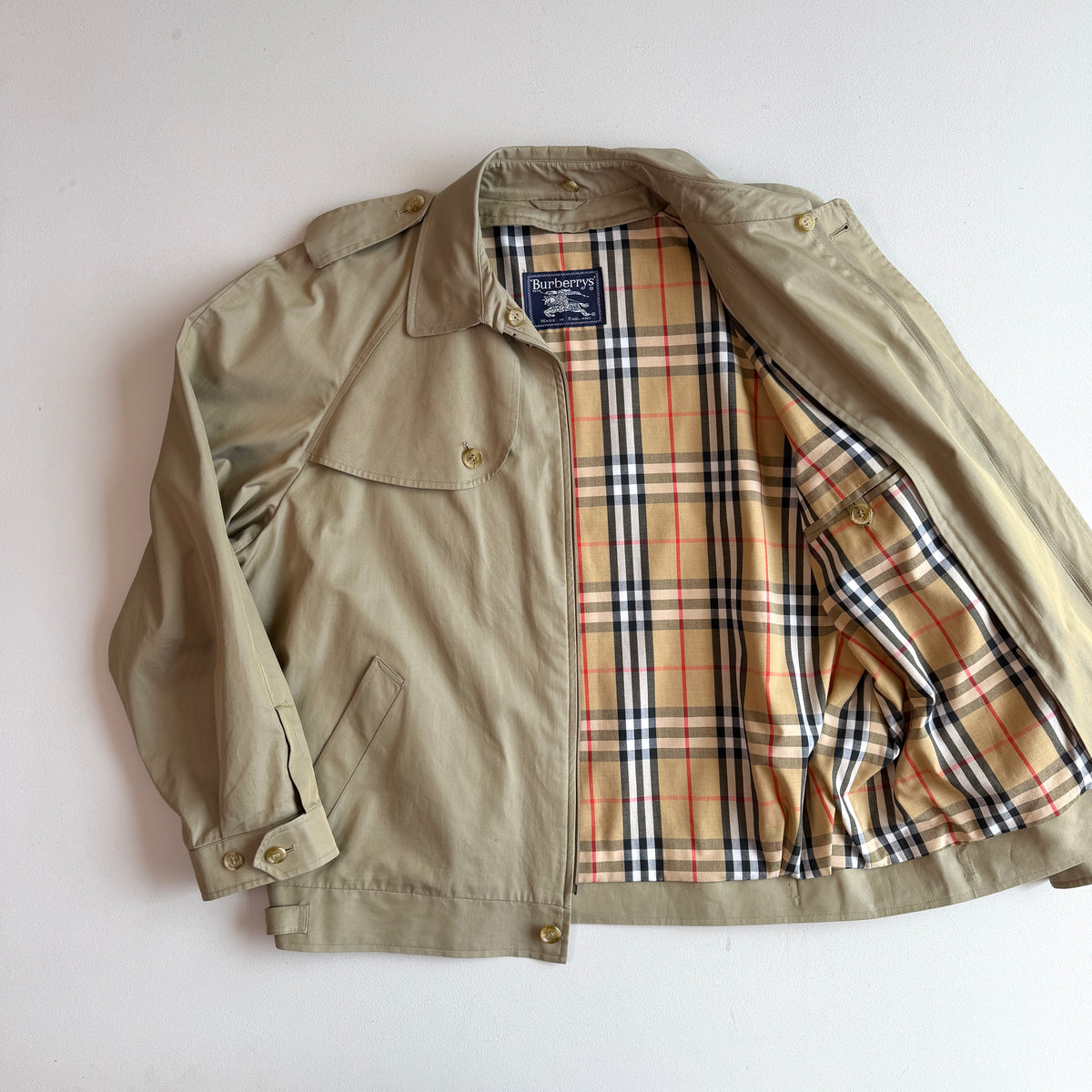VNTG Burberry (54 / XL) Cotton Gabardine Zip Harrington Jacket