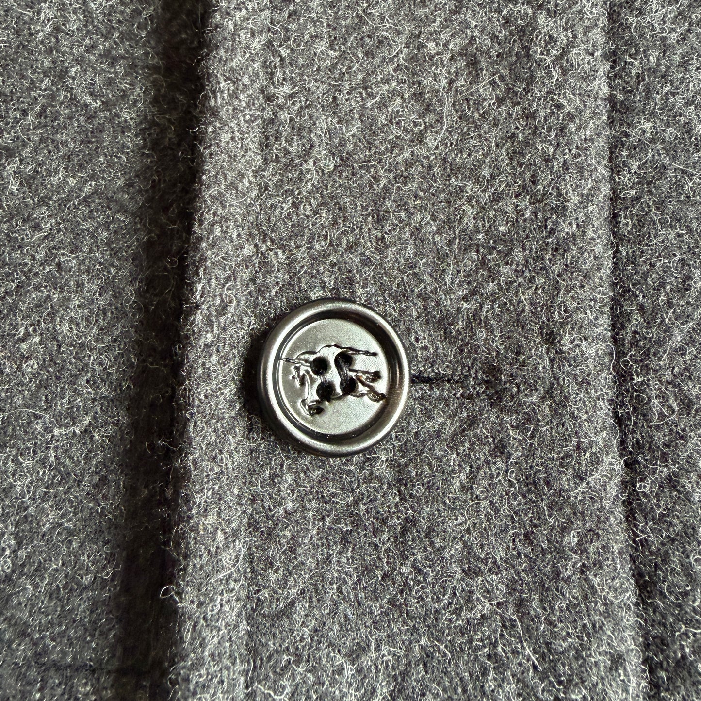 Burberry (48IT) 100% Wool Tweed Charcoal Military Button Jacket