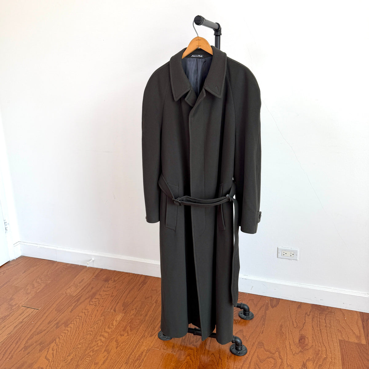 VNTG Giorgio Armani (38) Forest Green Wool/Cashmere Belted Balmacaan Overcoat