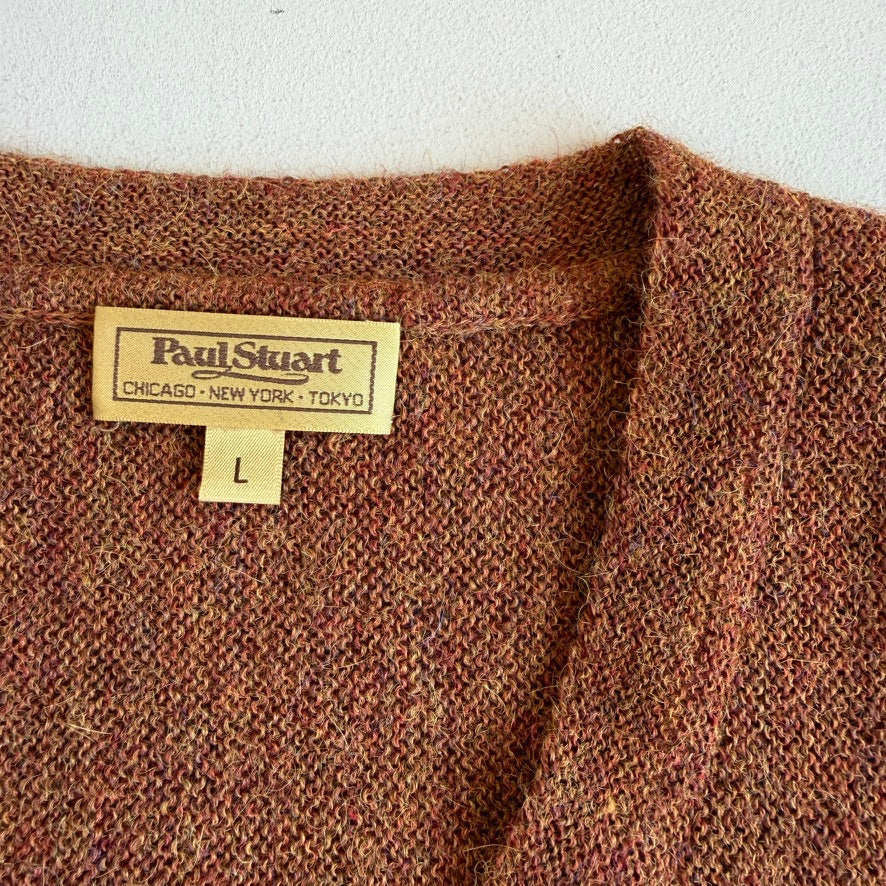 NWT Paul Stuart (L) 100% Alpaca Burnt Orange Rust V-Neck Sweater