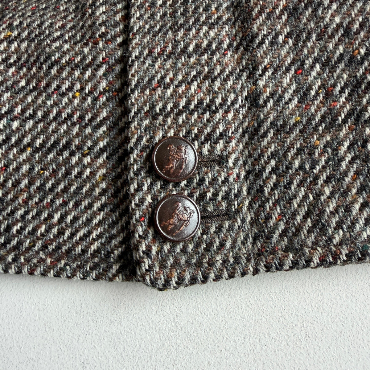 VNTG Burberry (XL) Tweed Melange Wool Raglan Sleeve Bomber Jacket