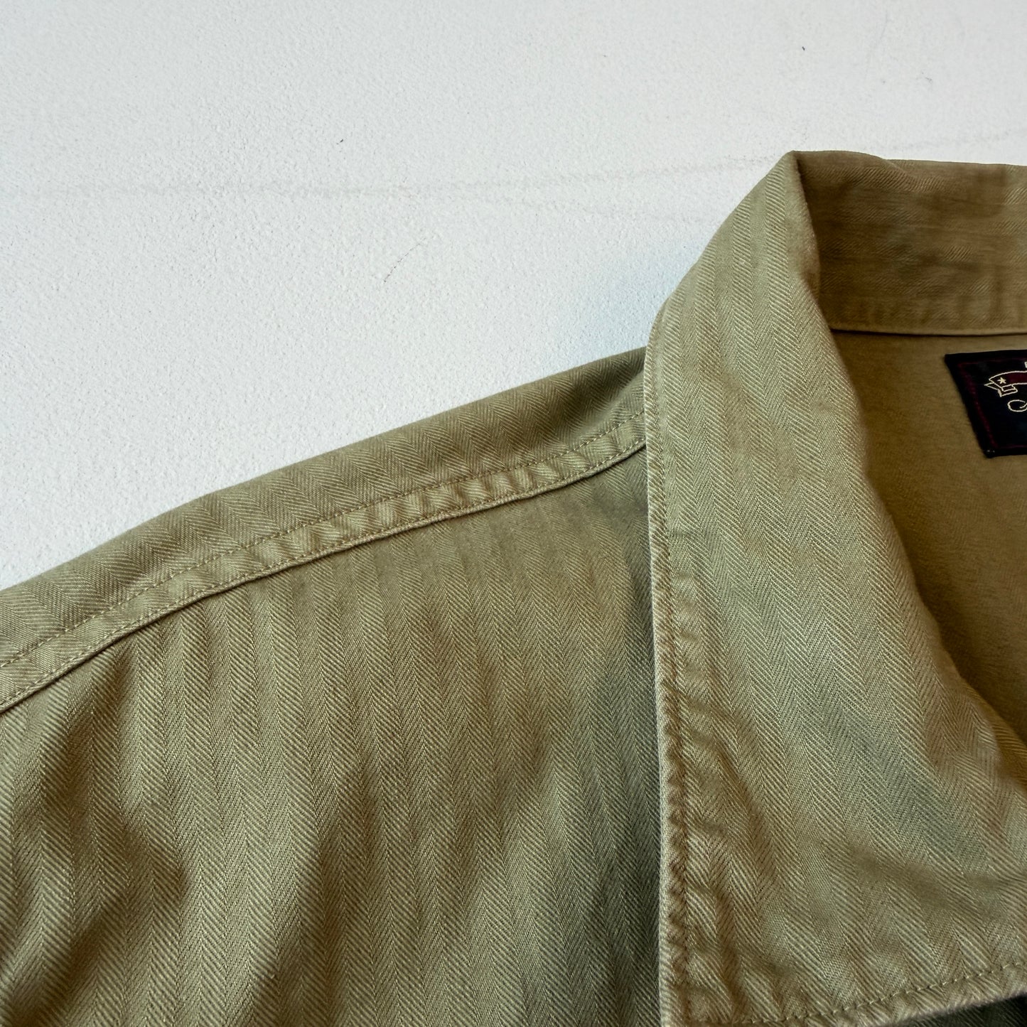 RRL Ralph Lauren (2XL) Olive Military Herringbone Twill Over Shirt